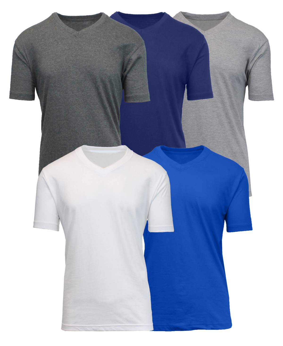 Shop Blue Ice Men's Short Sleeve V-neck Tee-5 Pack In Charcoal-navy-heather Grey-white-royal