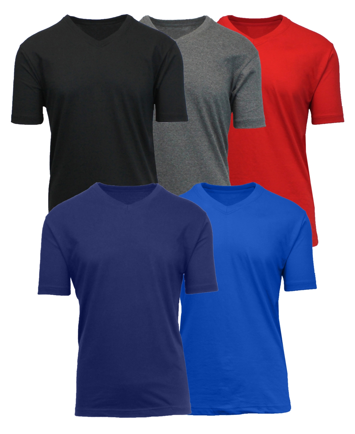 Shop Blue Ice Men's Short Sleeve V-neck Tee-5 Pack In Black-charcoal-red-navy-royal