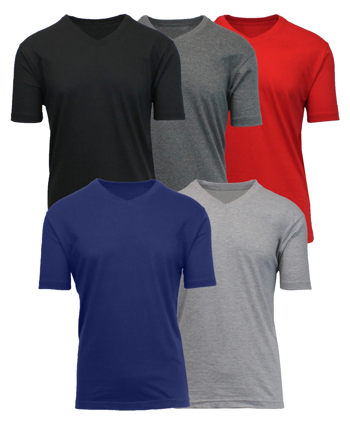 Shop Blue Ice Men's Short Sleeve V-neck Tee-5 Pack In Black-charcoal-red-navy-heather Grey