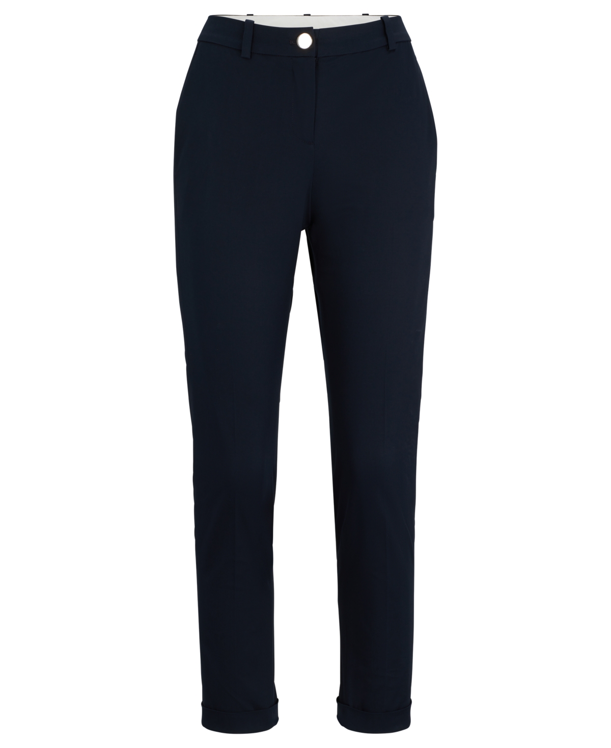 Shop Hugo Boss Boss By  Women's Stretch-cotton Twill Regular-fit Trousers In Dark Blue