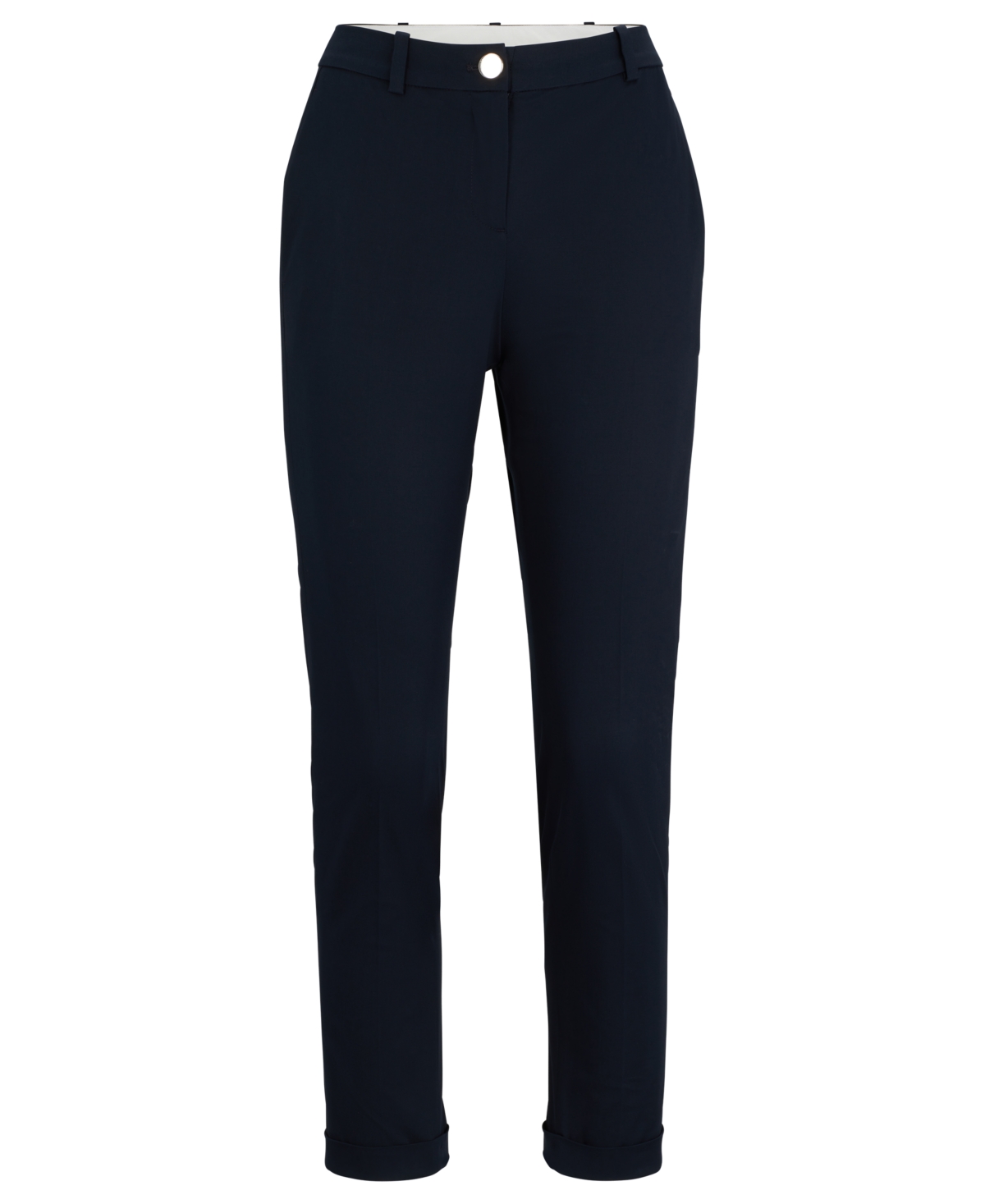 Hugo Boss Boss By  Women's Stretch-cotton Twill Regular-fit Trousers In Dark Blue