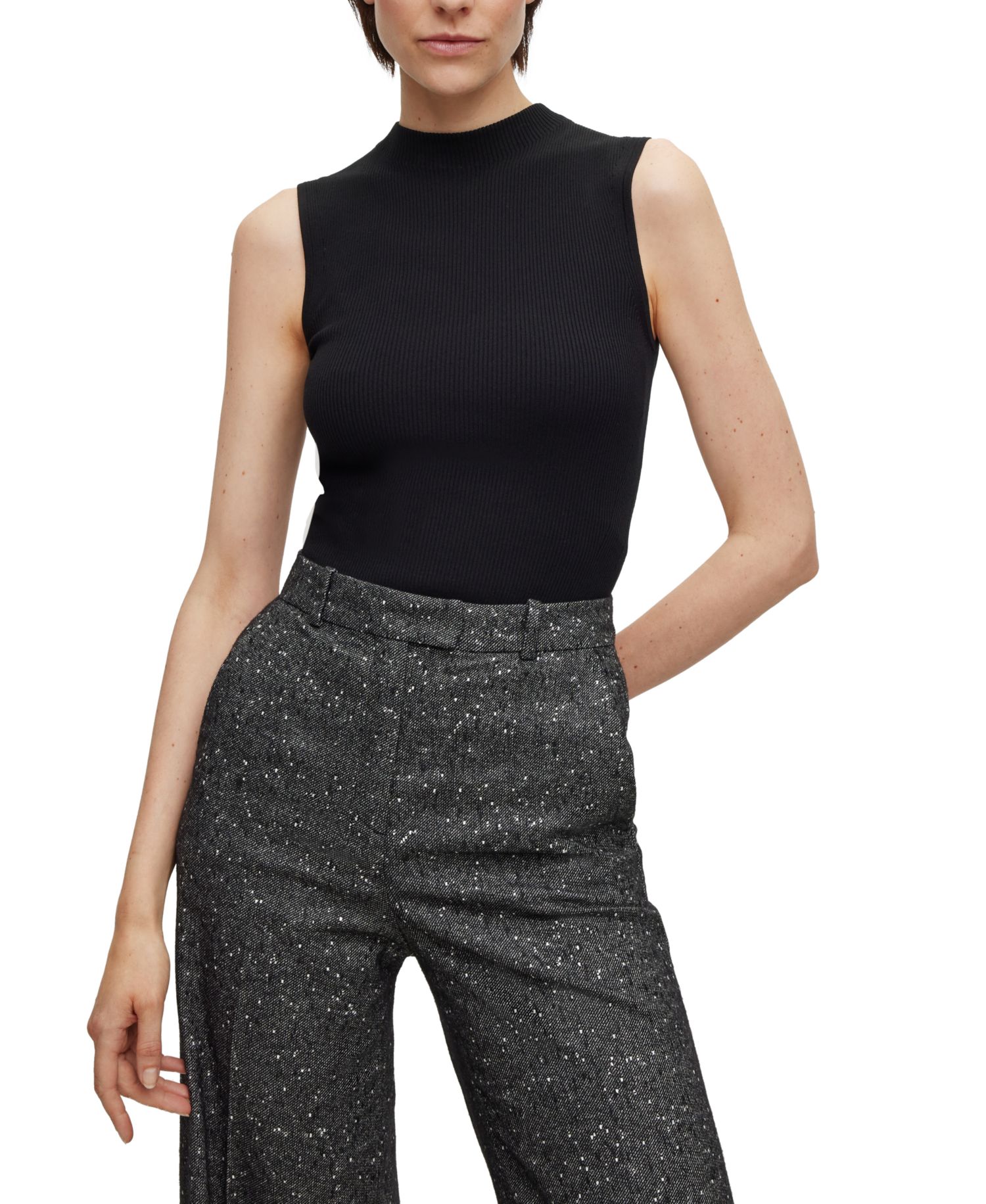 BOSS by Women's Sleeveless Mock-Neck Top
