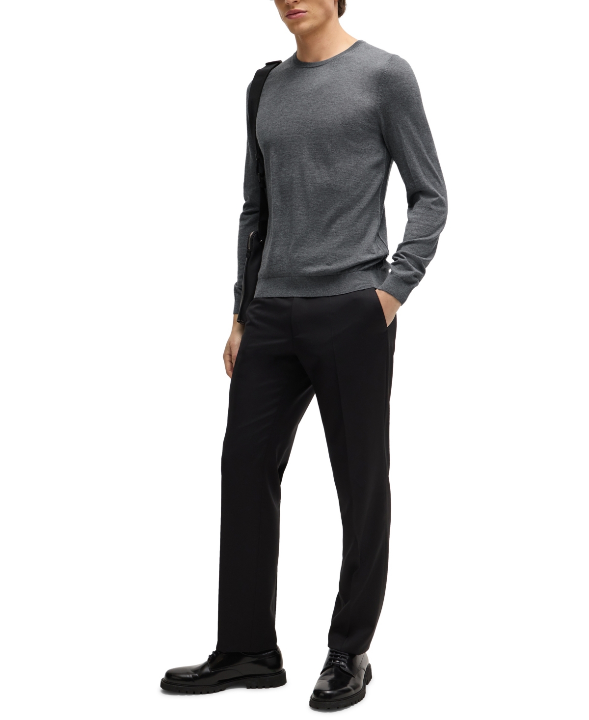 HUGO BOSS BOSS BY HUGO BOSS MEN'S SLIM-FIT MERINO WOOL SWEATER 