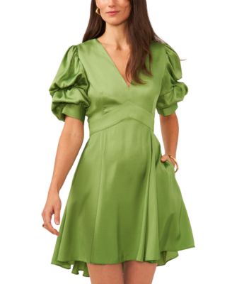 1.STATE Women's V-Neck Tiered Bubble Puff Sleeve Mini Dress - Macy's