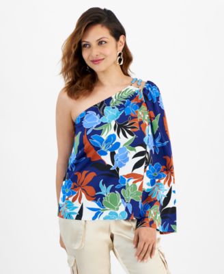 I.N.C. International Concepts - Petite One-Shoulder Floral-Print Top