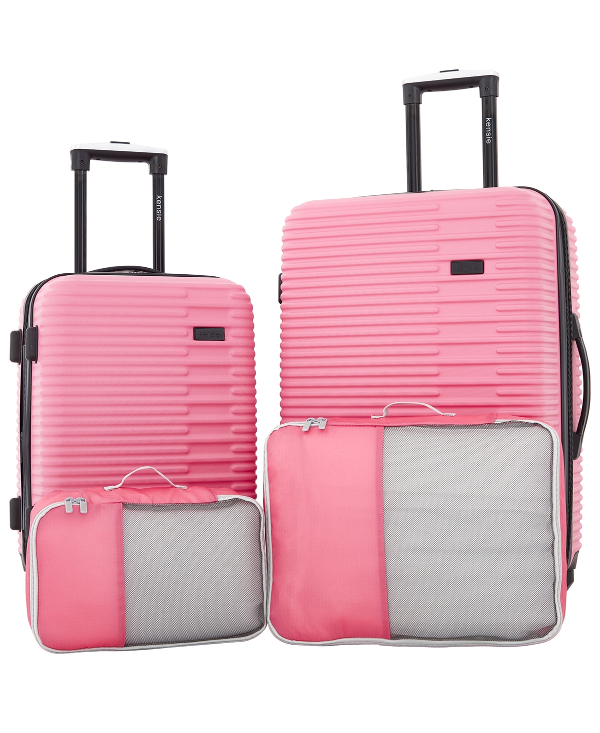 Kensie Hillsboro Expandable Rolling Hardside Collection Set, 4 Piece In Pink