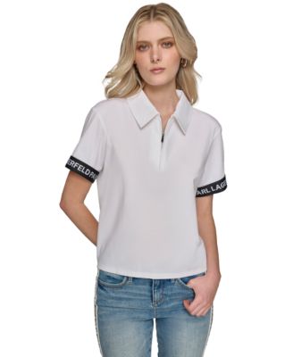 KARL LAGERFELD PARIS - Women's Logo-Tape Polo Top