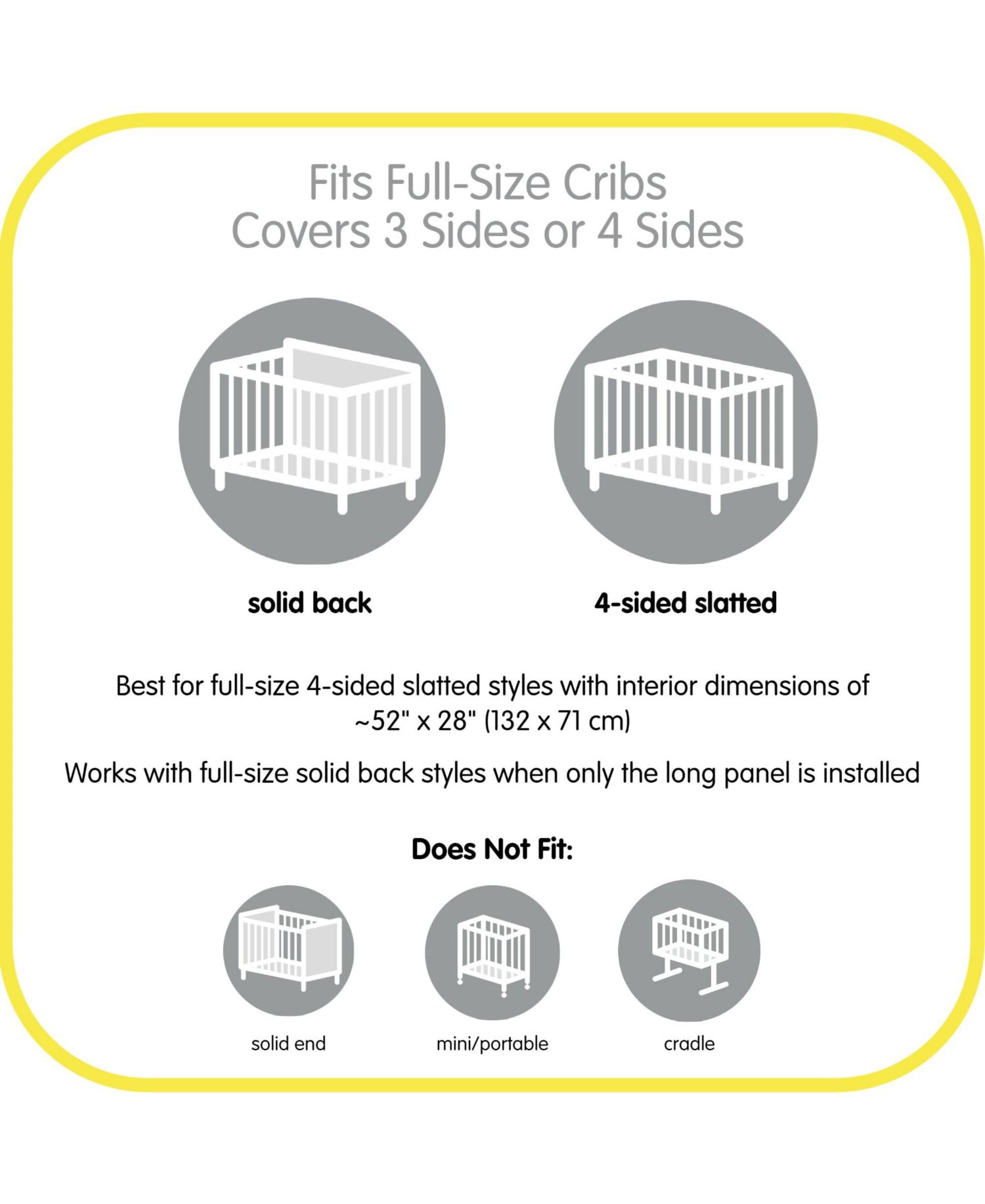 Breathable Mesh Liner for Full-Size Cribs, Classic 3mm Mesh (Size 4FS Covers 3 or 4 Sides)