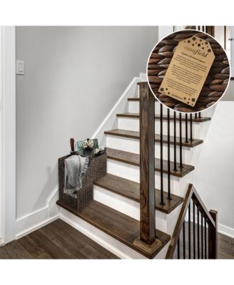 Stair Basket with Handles, Natural - Woven Water Hyacinth Staircase Step Organizer Bin