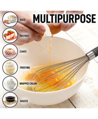 Heavy Duty and Durable Wire 12 Inch Whisk with Non-Slip Silicone Handle for Blending, Whipping & Beating