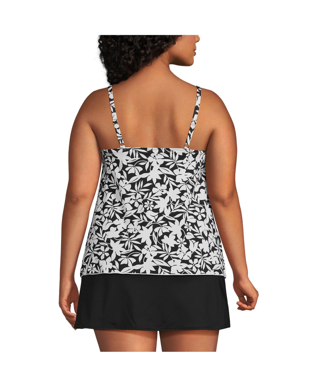 Lands' End Plus Size V-Neck Tulip Hem Tankini Swimsuit Top