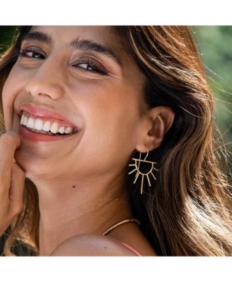 Brass Half Sun Threaded Earrings 2"