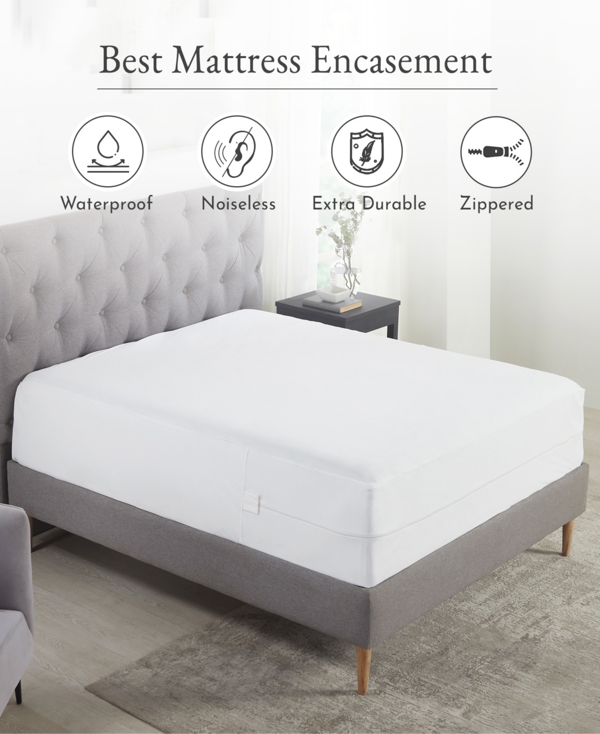 California Design Den 2-Pack Waterproof Mattress Encasement - Zippered - Protects All Six-Sides - Cooling - Premium Noiseless & Absorbent Mattress Cov