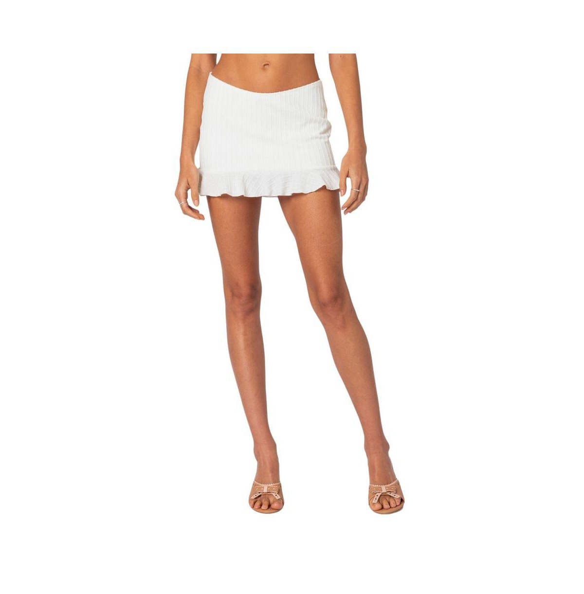 Women's Adrianne Textured Knit Mini Skirt - White