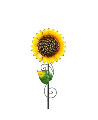 Radiant Sunflower Garden Stake, Set of 3- 10x36x1, 7.5x31x1, 7x24x1 in