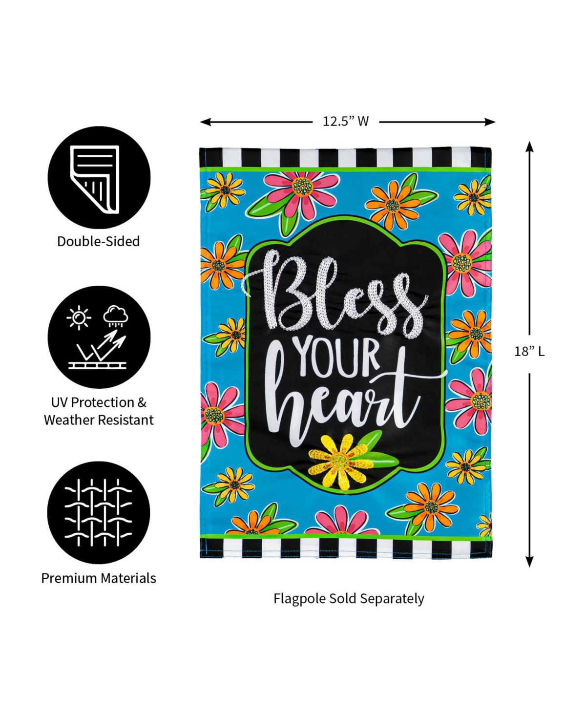 Evergreen Floral Blessings Garden Applique Flag Indoor Outdoor Decor