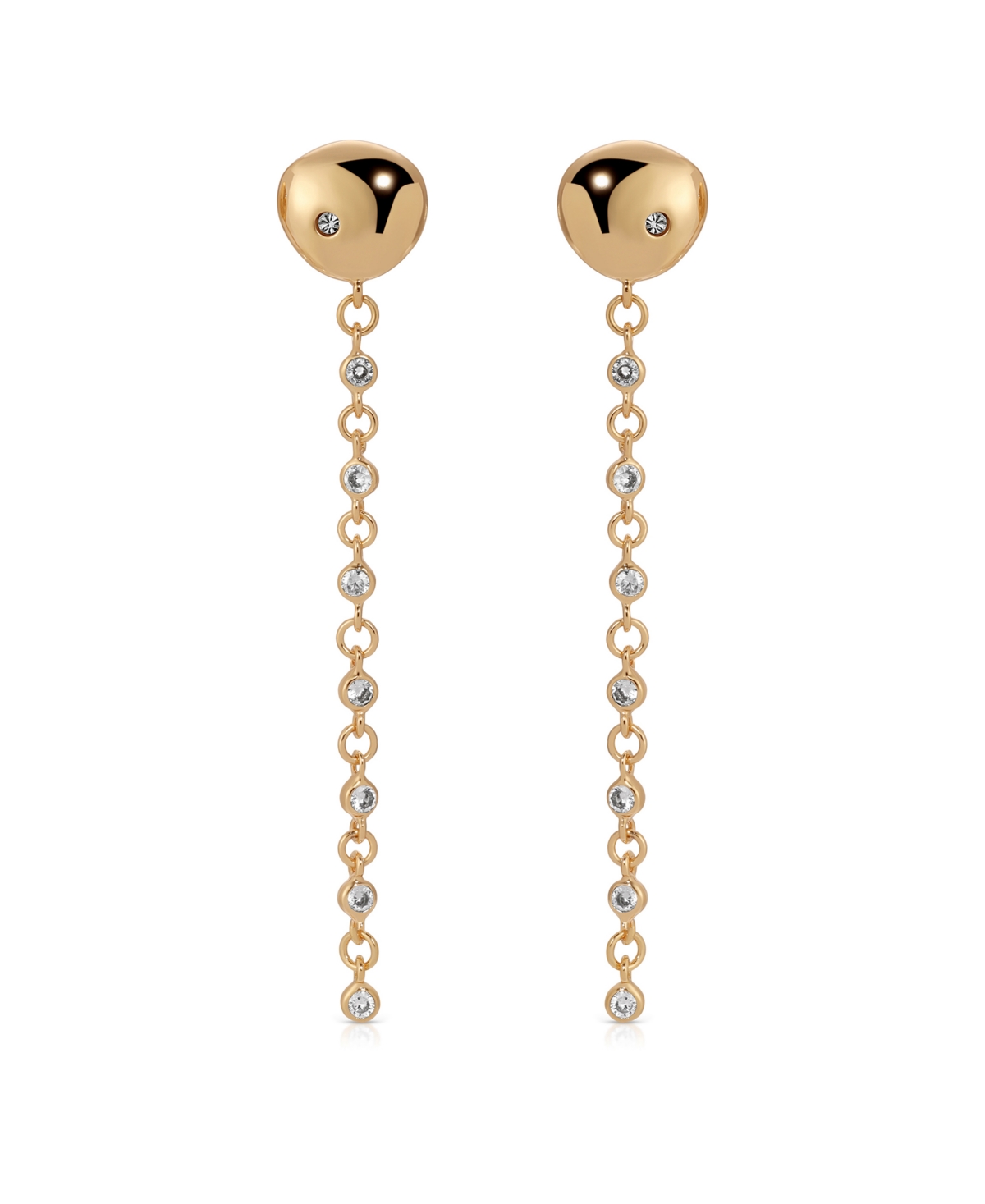 Shop Ettika Polished Pebble Linear Crystal Chain Drop Earrings In Gold