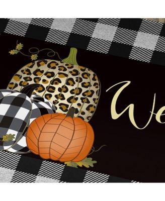 Mixed Print Pumpkins Sassafras Indoor Outdoor Switch Doormat 10"x1'10" Black