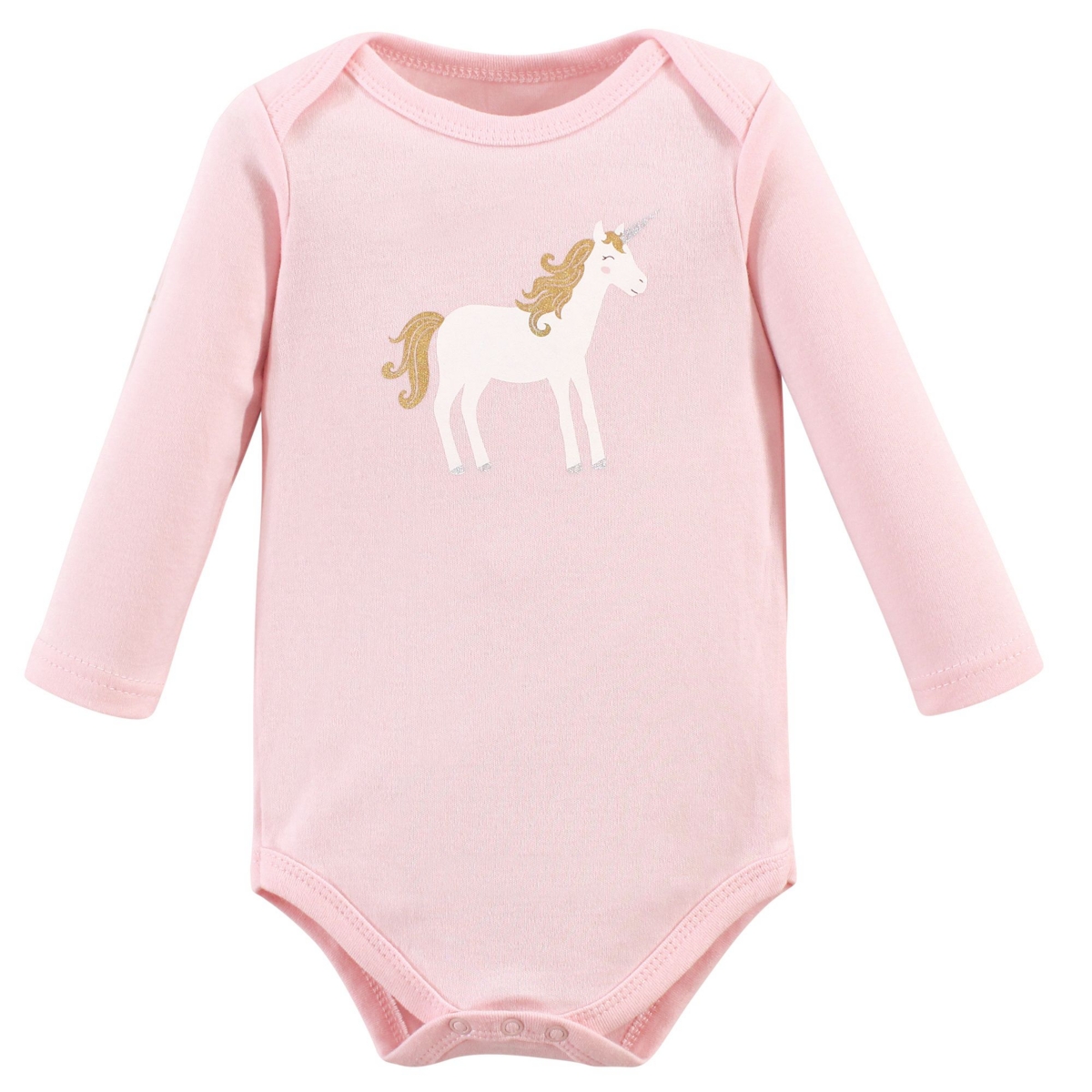 Hudson Baby Baby Girls Cotton Long-Sleeve Bodysuits 5pk,- Gold unicorn