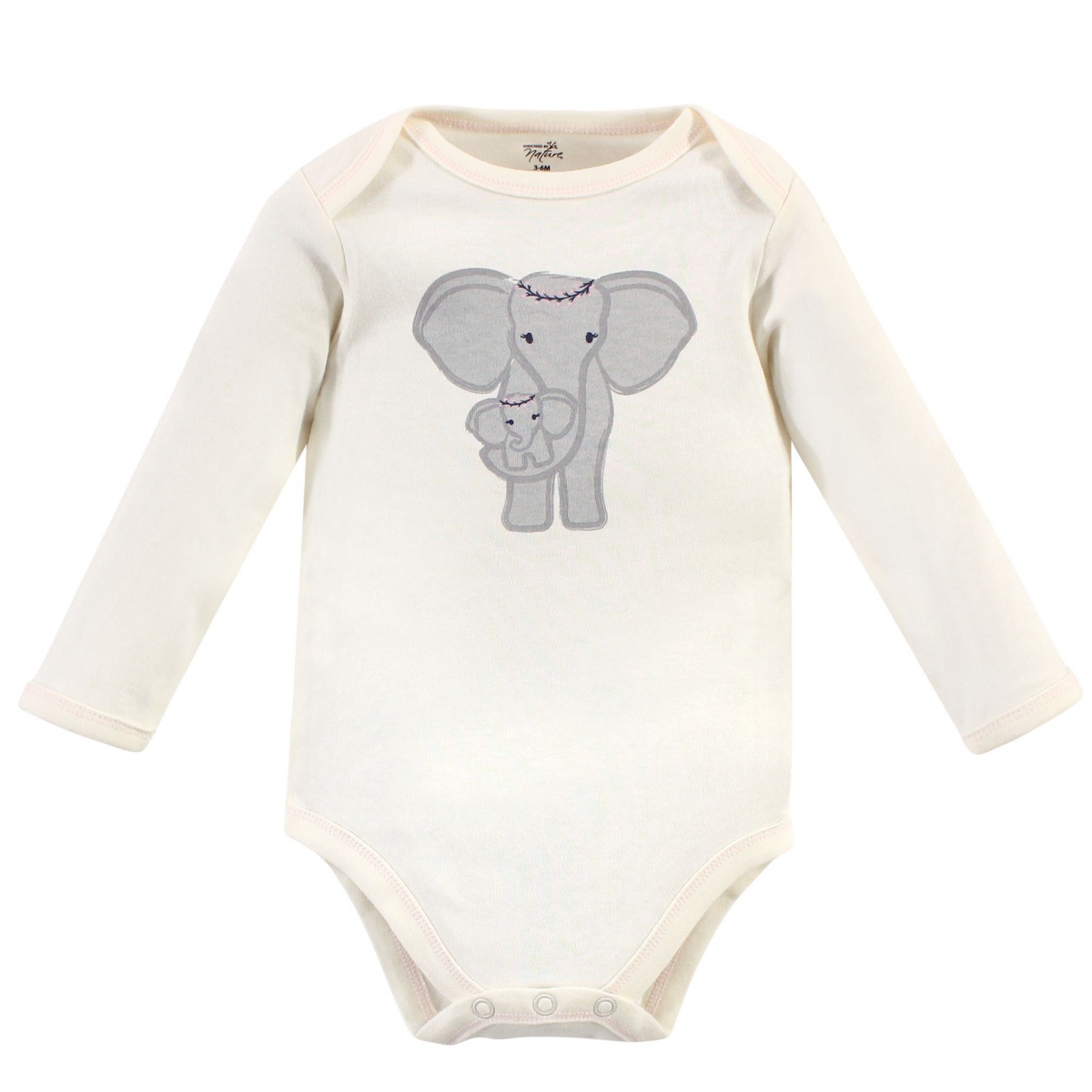 Touched by Nature Baby Girls Baby Organic Cotton Long-Sleeve Bodysuits 5pk,- Pink elephant