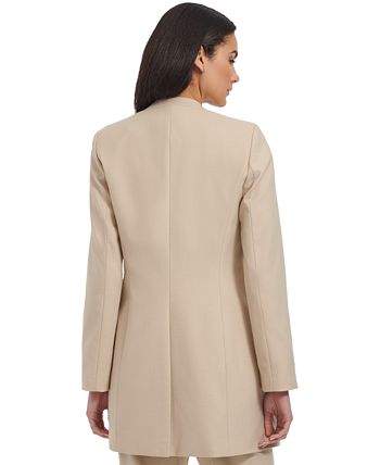 Calvin Klein Women's Tweed Open Front Topper Jacket Blue Size 14W