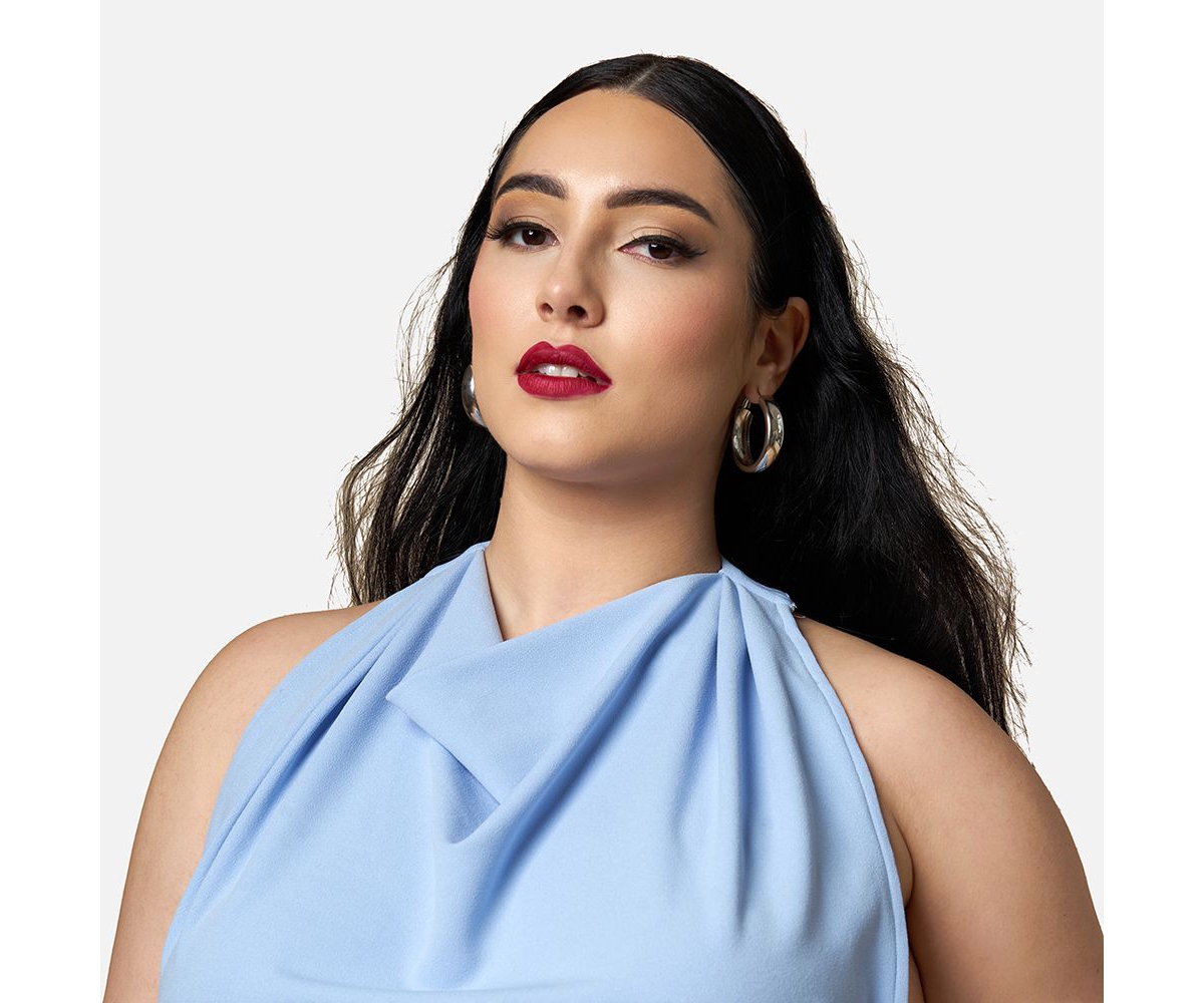 Rebdolls Plus Size Azalea Cowl Neck Open Back Mini Bodycon Dress