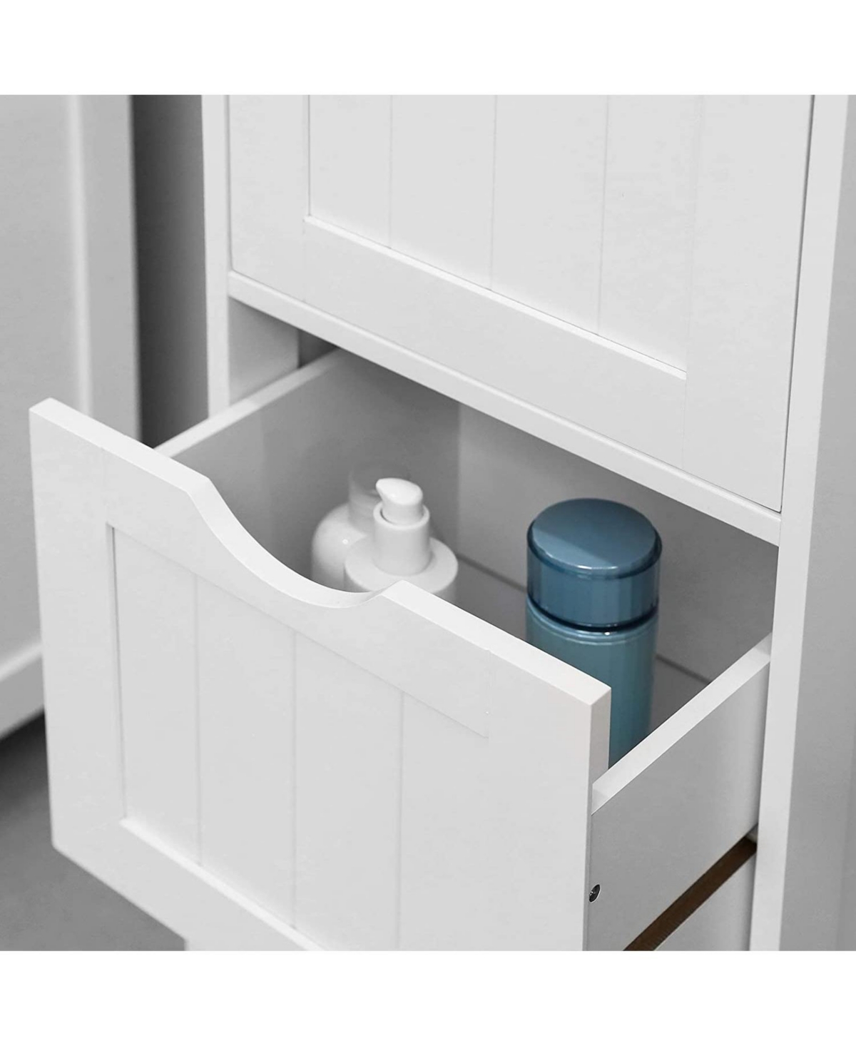 Slickblue Bathroom Cabinet Floor Cabinet, Free-standing Storage Cabinet With 3 Drawers, Matte- White