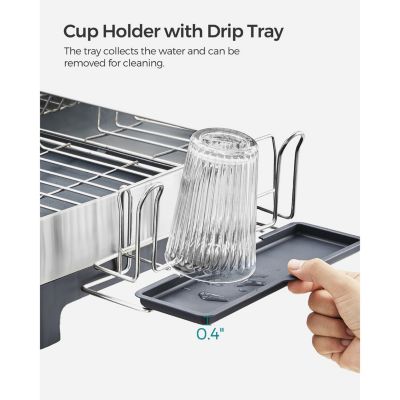 Rust-Resistant Stainless Steel Dish Drainer Rack for Sink or Countertop Use