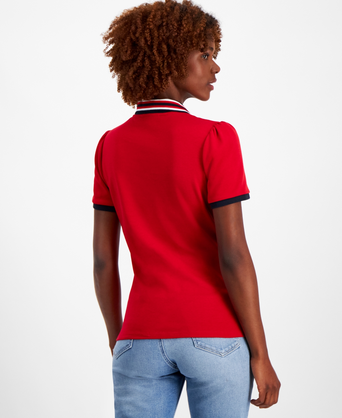 Tommy Hilfiger Women's Cotton Contrast Puff-Sleeve Polo