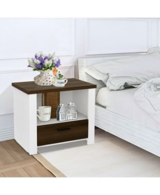 Accent Nightstand with Drawer and Open Shelf