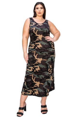 L I V D Plus Size Camo Essential Sleeveless Maxi Dress - Macy's