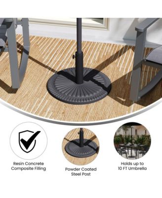 Keegan 19.25" Diameter Universal Sunburst Pattern Cement Patio Umbrella Base With Weatherproof Plastic Polymer Coating