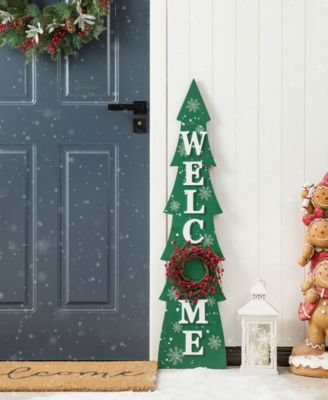 42"H Christmas Wooden "WELCOME" Christmas Tree Porch Sign