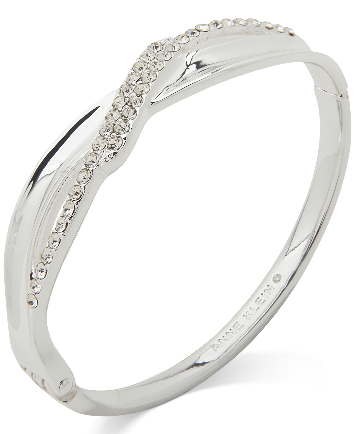 Silver-Tone Crystal Infinity Motif Hinge Bracelet - Crystal