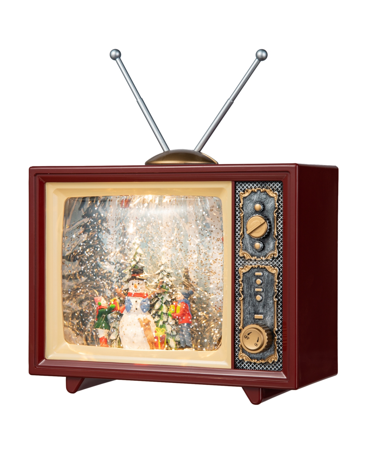 7.5"L Lighted Tv with Snowman Waterglobe - MULTI