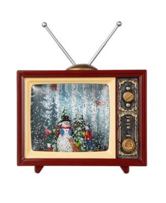 7.5"L Lighted TV with Snowman Waterglobe