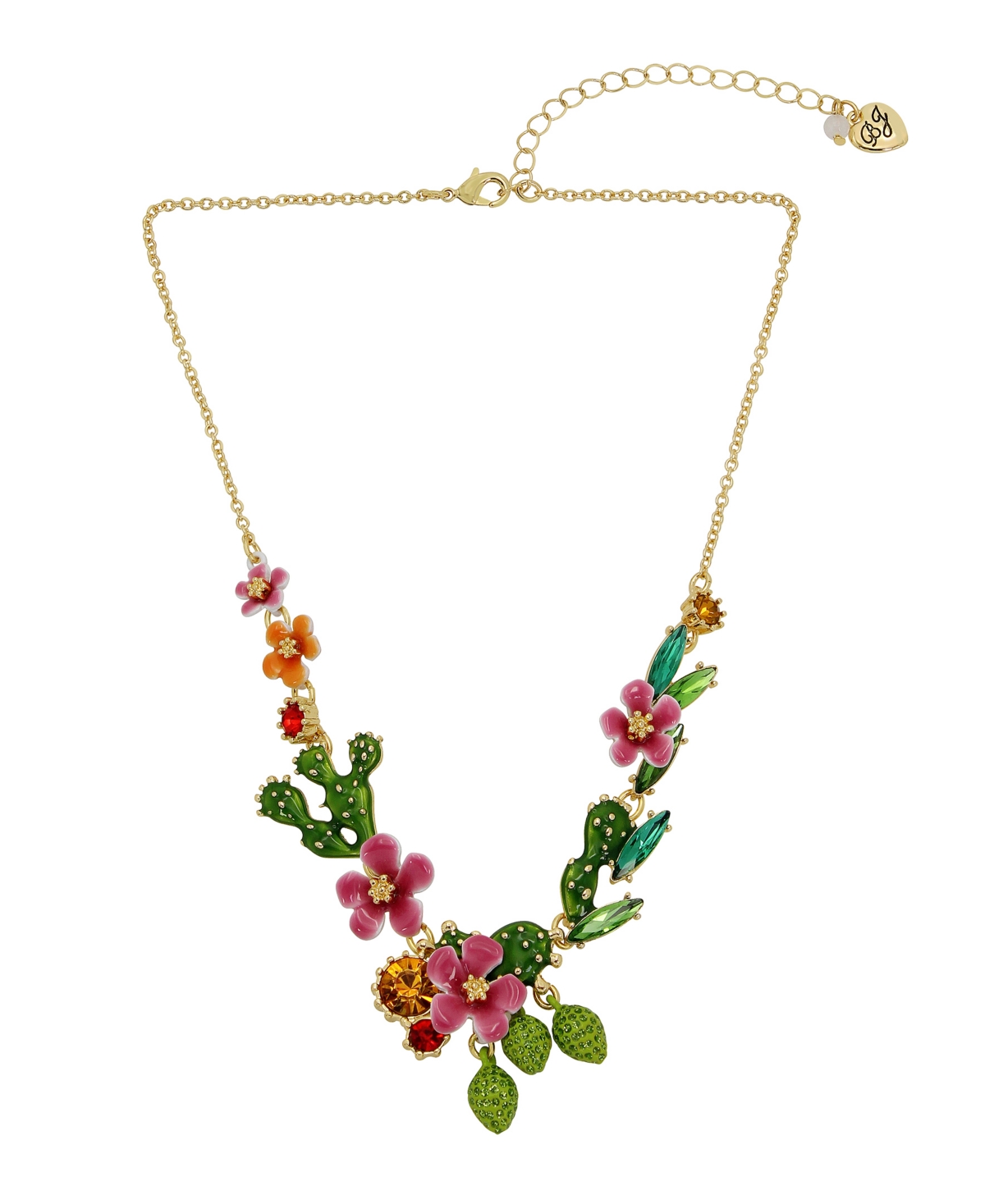 Betsey Johnson Faux Stone Tropical Flower Bib Necklace In Multi