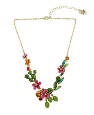 BETSEY JOHNSON CRYSTAL FLORAL STILETTO, Long SWEATER NECKLACE fashion