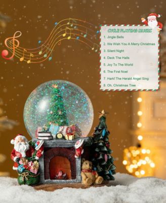 120mm Christmas Resin Lighted Musical Christmas Tree on Fireplace Waterglobe