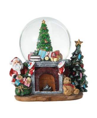 120mm Christmas Resin Lighted Musical Christmas Tree on Fireplace Waterglobe