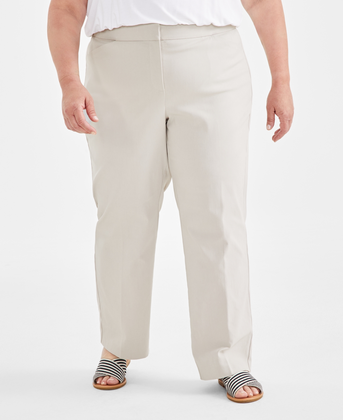 Plus Size Curvy-Fit Straight-Leg Pants, Created for Macy's - Ruby Slippers