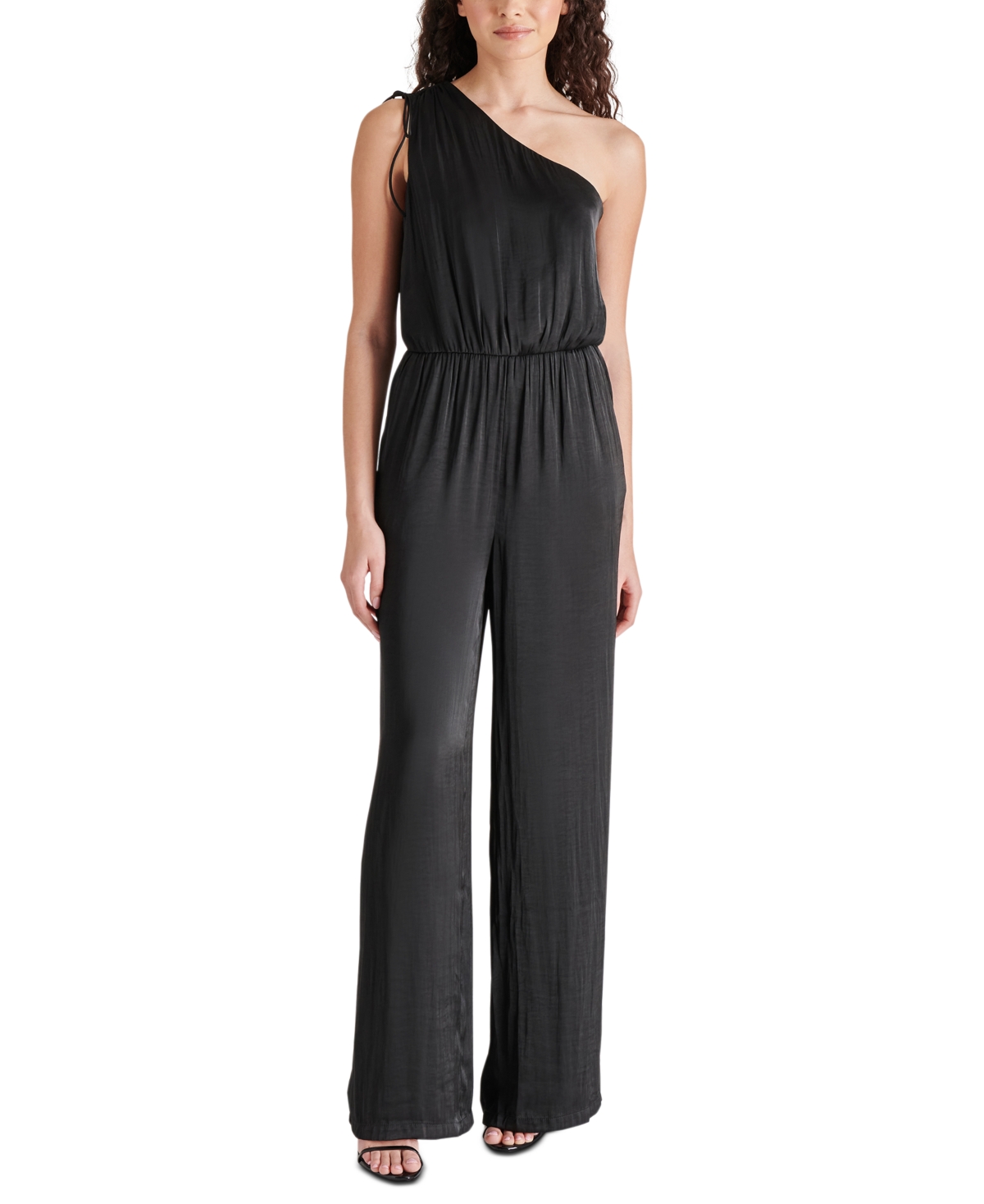 Shop Steve Madden Women's Adele One-shoulder Jumpsuit In Black