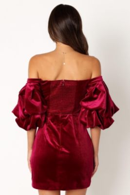 Womens Dali Off Shoulder Velvet Mini Dress