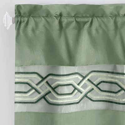 Pacifico Complete 3 Piece Rod Pocket Embroidered Tier & Valance Kitchen Curtain Set