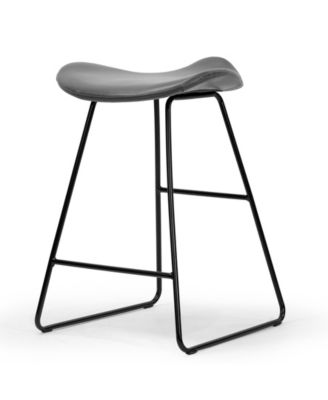24" Aoi Polyester, Metal Counter Height Stool, Set of 2