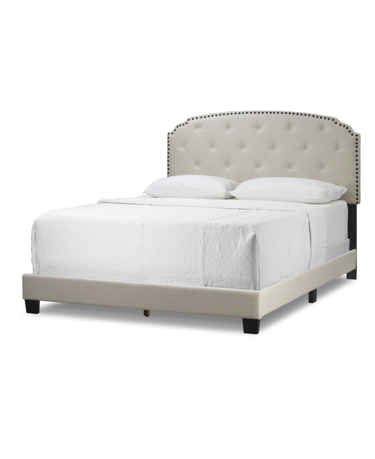 Shop Glamour Home 51.75" Arin Fabric, Rubberwood Queen Bed In Beige