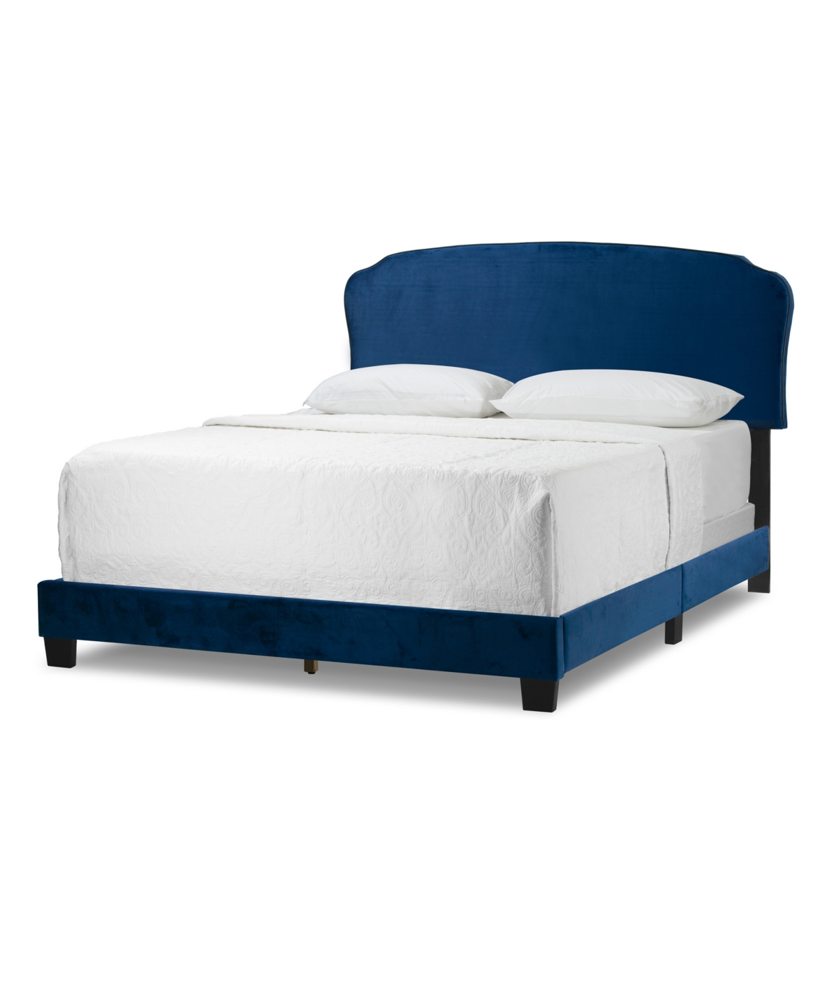Shop Glamour Home 48.75" Aric Fabric, Rubberwood Queen Bed In Navy