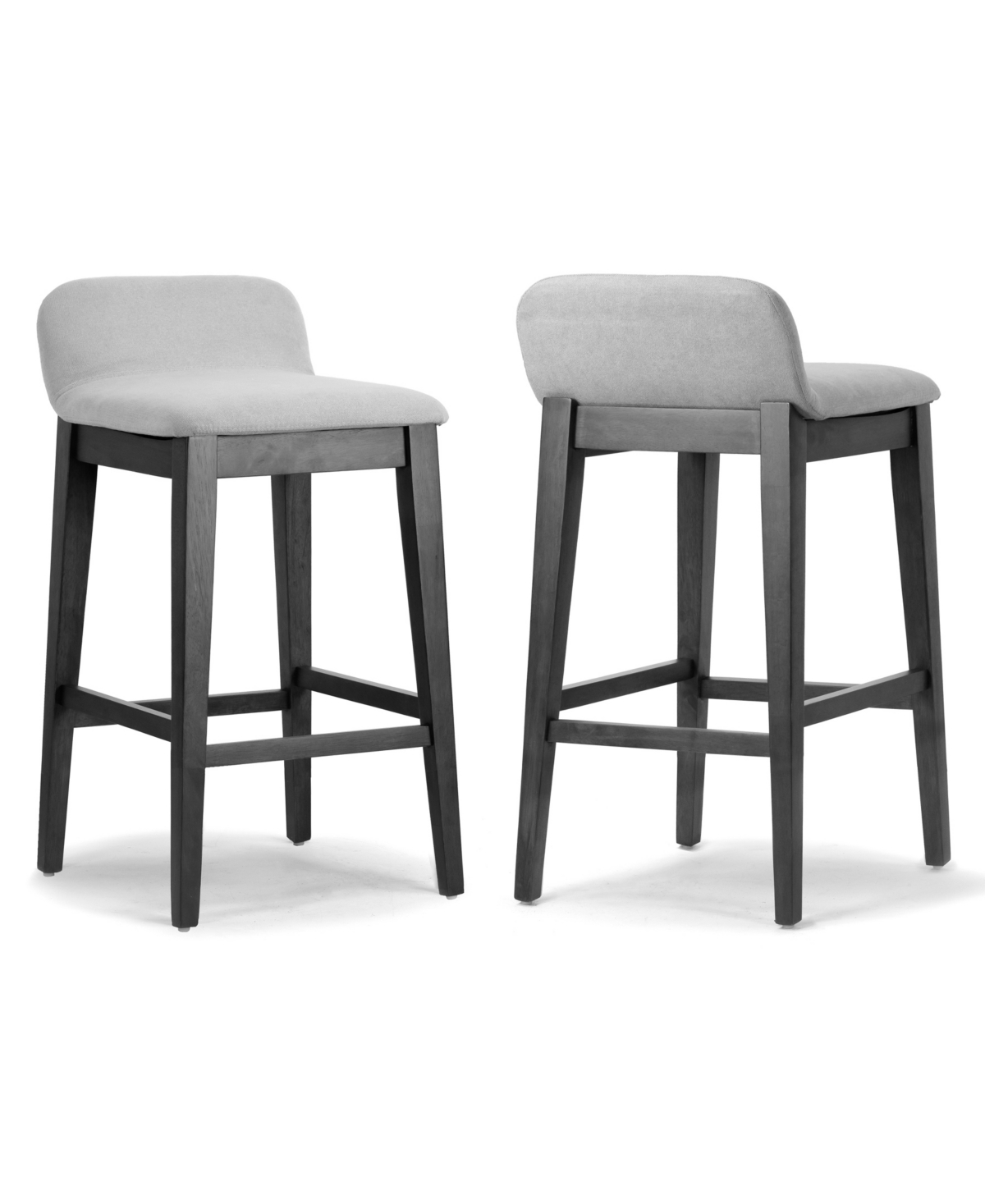 Shop Glamour Home 28.9" Atia Rubberwood, Fabric Counter Height Stool, Set Of 2 In Grey