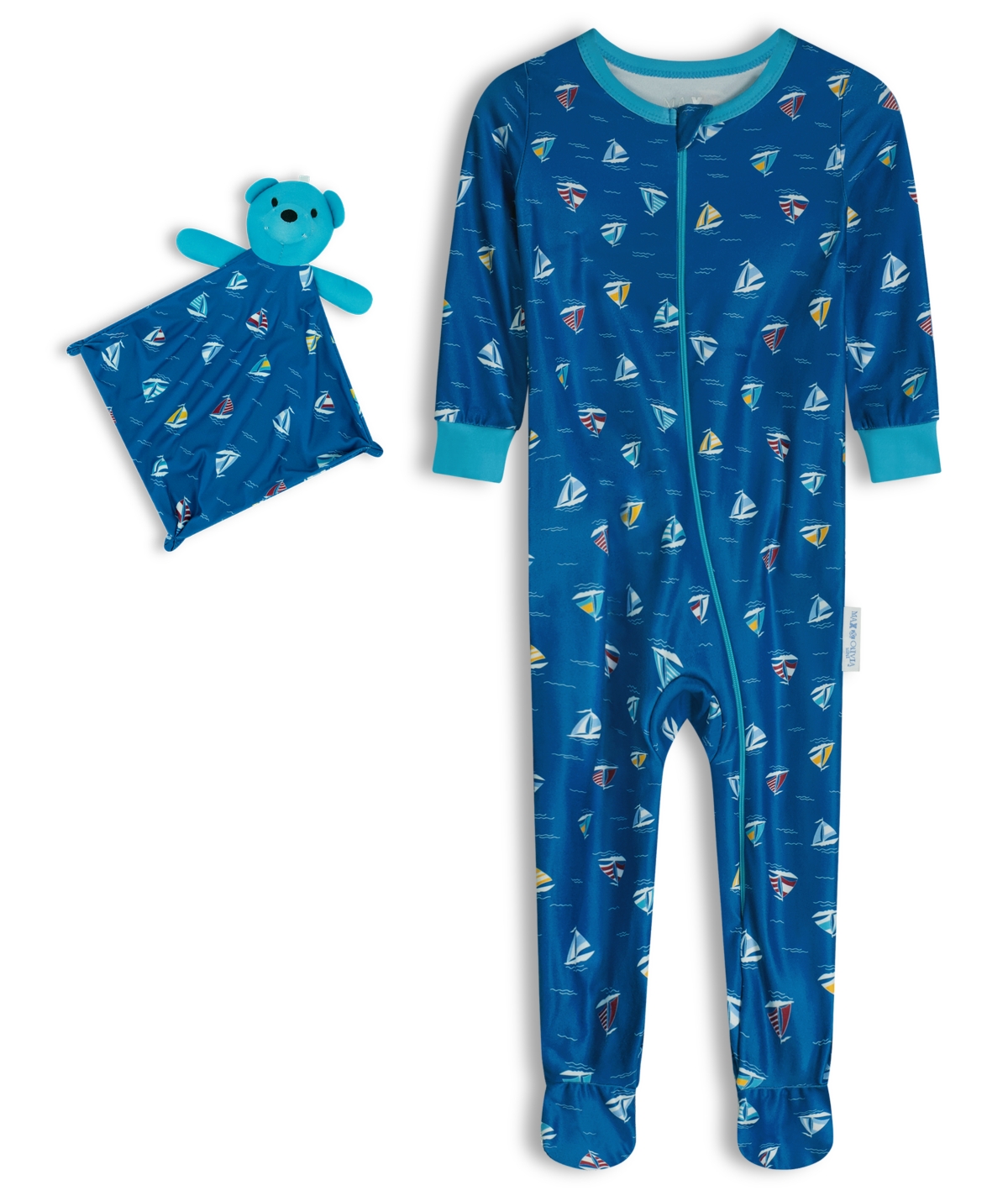 Max & Olivia Baby Boys One Piece Snug Fit Coverall With Matching Blankie In Blue