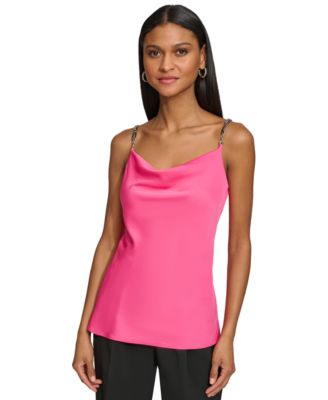 KARL LAGERFELD PARIS - Women's Embellished Cowl Neck Tank Top